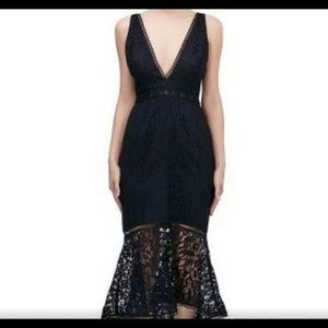 Nicholas French lace plunge midi dress size 12
